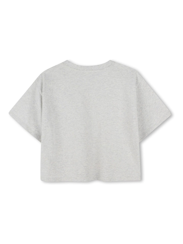 DKNY Grey Chest Logo Cropped Short Sleeve T-Shirt - Image 2 of 2
