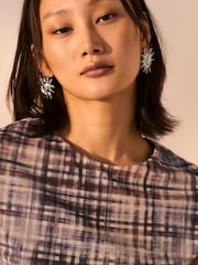 Silver Tone Sun Stud Earrings - Image 1 of 4