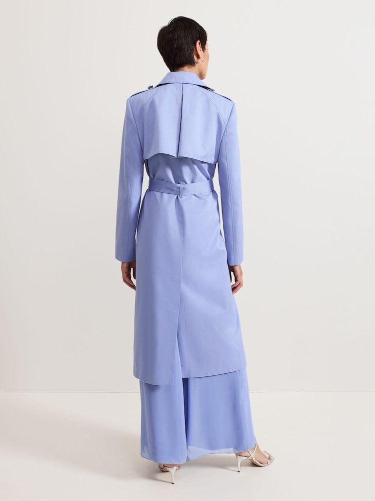 Phase Eight Blue Cheryl Long Fitted Trench Coat - Image 2 of 7