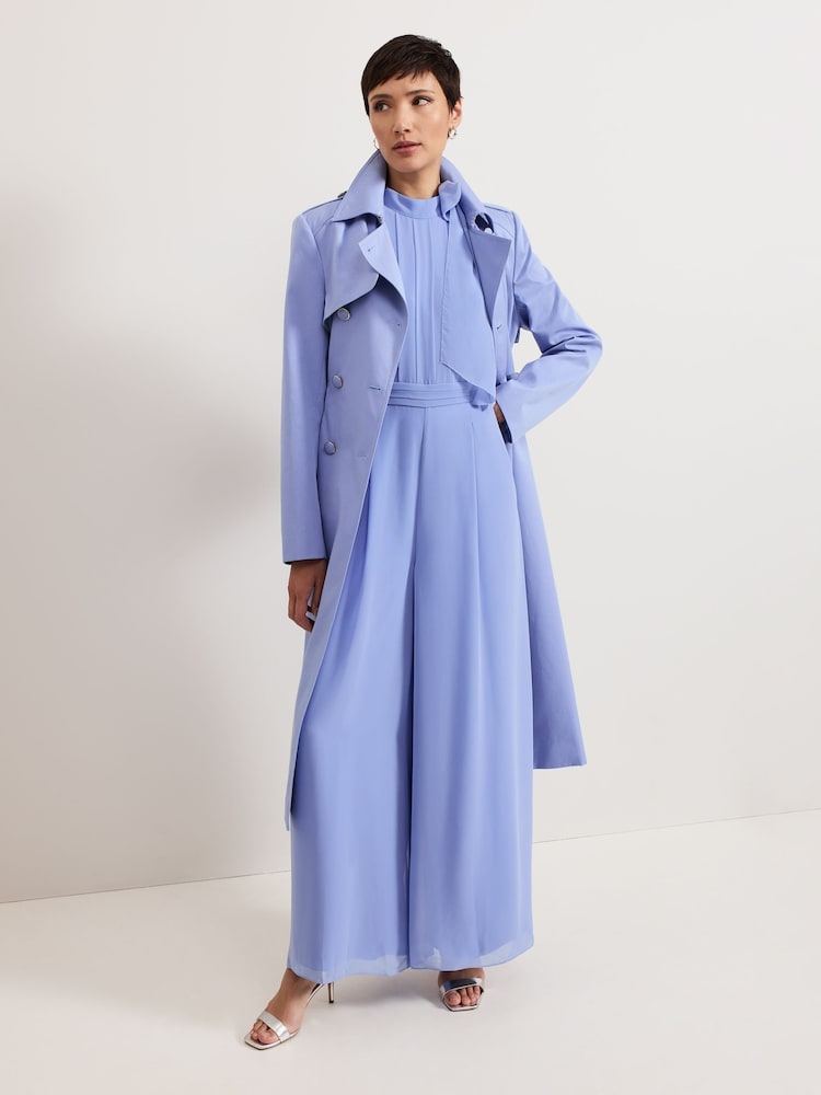 Phase Eight Blue Cheryl Long Fitted Trench Coat - Image 3 of 7