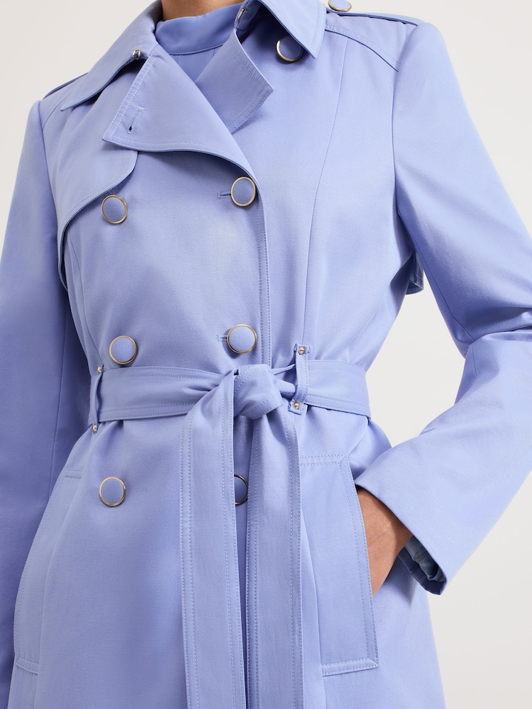 Phase Eight Blue Cheryl Long Fitted Trench Coat - Image 6 of 7