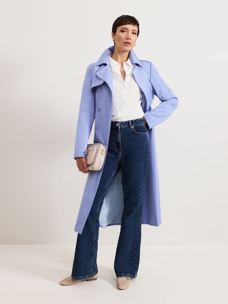Phase Eight Blue Cheryl Long Fitted Trench Coat - Image 7 of 7