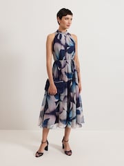 Phase Eight Black Bethany Floral Print Midi Dress - Image 1 of 7