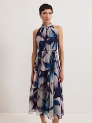 Phase Eight Black Bethany Floral Print Midi Dress - Image 3 of 7