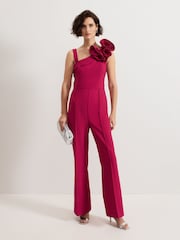 Phase Eight Pink Roxana Ruffle One shoulder Jumpsuit - Image 1 of 7