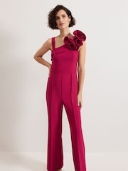 Phase Eight Pink Roxana Ruffle One shoulder Jumpsuit - Image 5 of 7