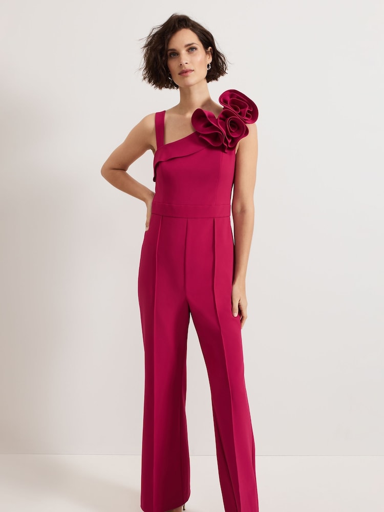 Phase Eight Pink Roxana Ruffle One shoulder Jumpsuit - Image 5 of 7