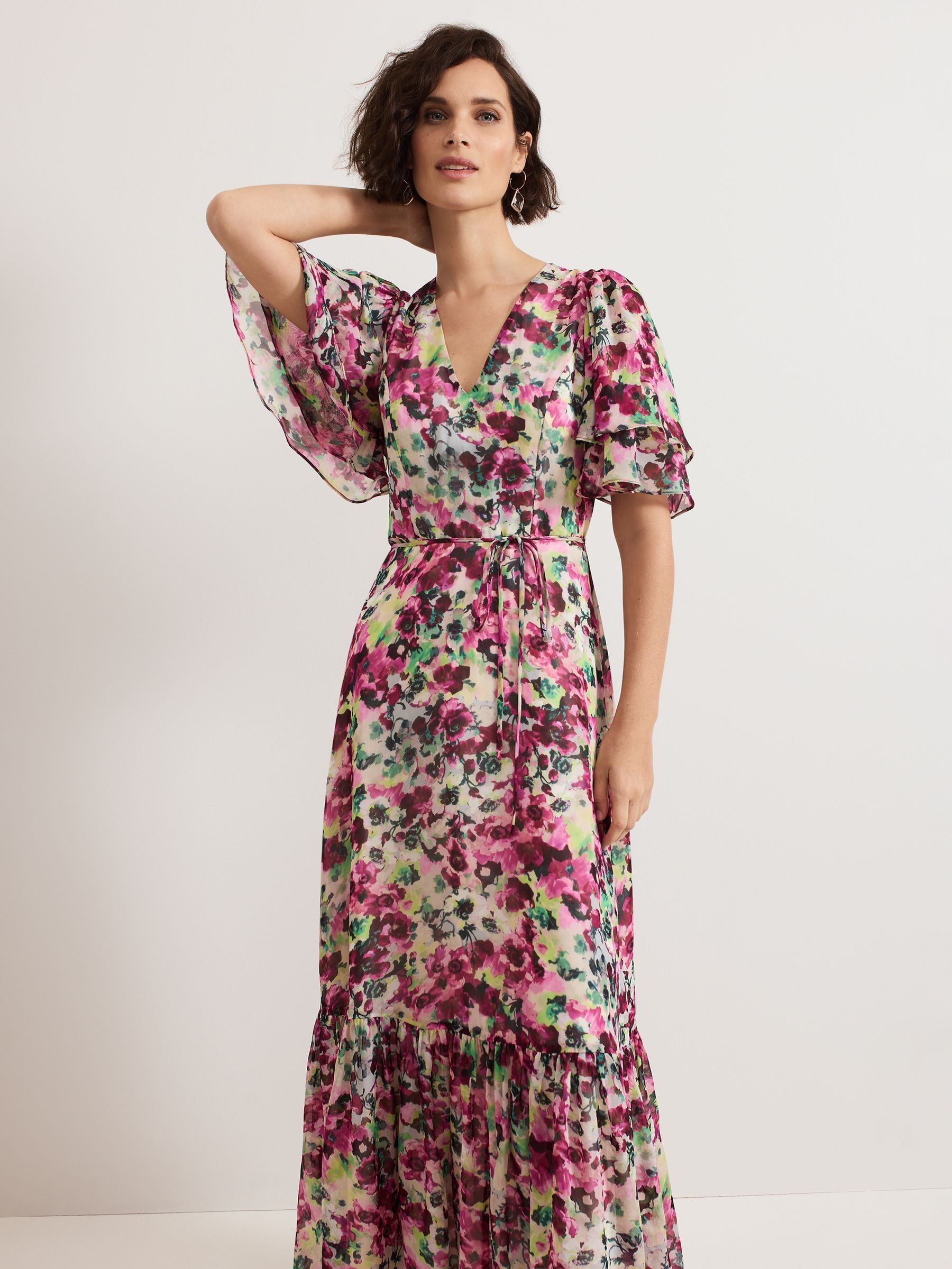 【関税込】PhaseEight ドレス☆Black Violet Floral Print Ruffl Buy Phase Eight Black Petite Violet Floral Print Ruffle Maxi