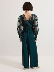 Phase Eight Green Davina Spot Sheer Wrap Jumpsuit - Image 2 of 7