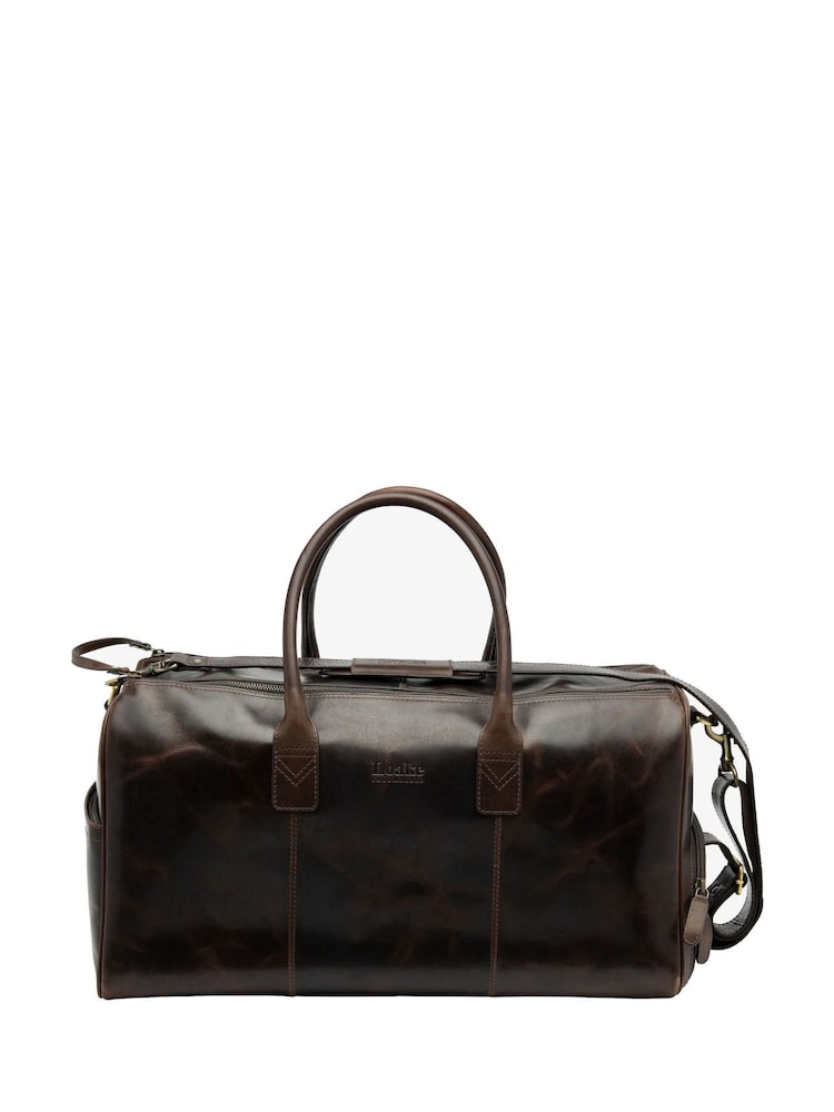 Loake Large Leather Overnight Black Bag - Image 1 of 2