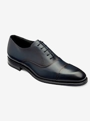 Loake modra Handpainted Calf Leather senčila Seam Oxford ojačana konica; kapica čevlji z A gumijastim podplatom - Slika 3 iz 4