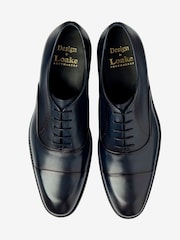Loake modra Handpainted Calf Leather senčila Seam Oxford ojačana konica; kapica čevlji z A gumijastim podplatom - Slika 4 iz 4