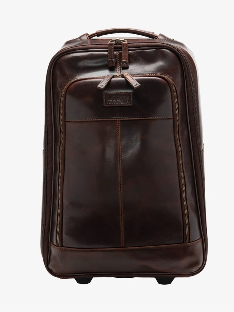 Loake Leather Wheeled Brown Suitcase - Image 1 of 5