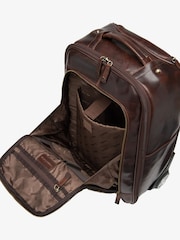 Loake Leather Wheeled Brown Suitcase - Image 4 of 5