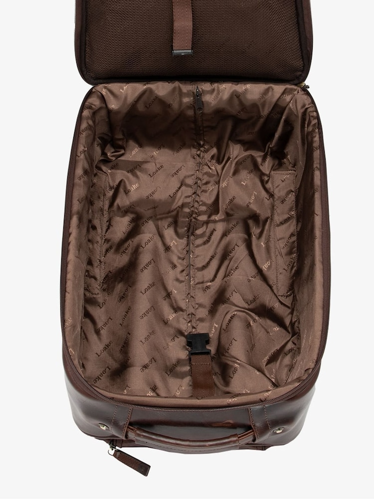 Loake Leather Wheeled Brown Suitcase - Image 5 of 5
