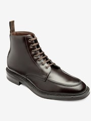 Loake Handpainted Calf Leather Apron Front Brown Boots - Image 2 of 4