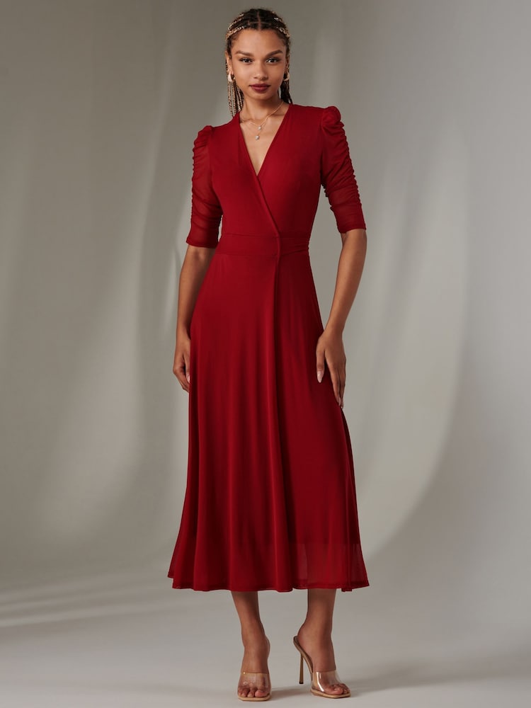 Jolie Moi Zeena Plain Wrap Mesh платье макси - Image 6 of 6