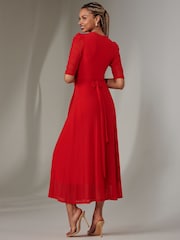 Jolie Moi Red Zeena Plain Wrap Mesh Maxi Dress - Image 2 of 6