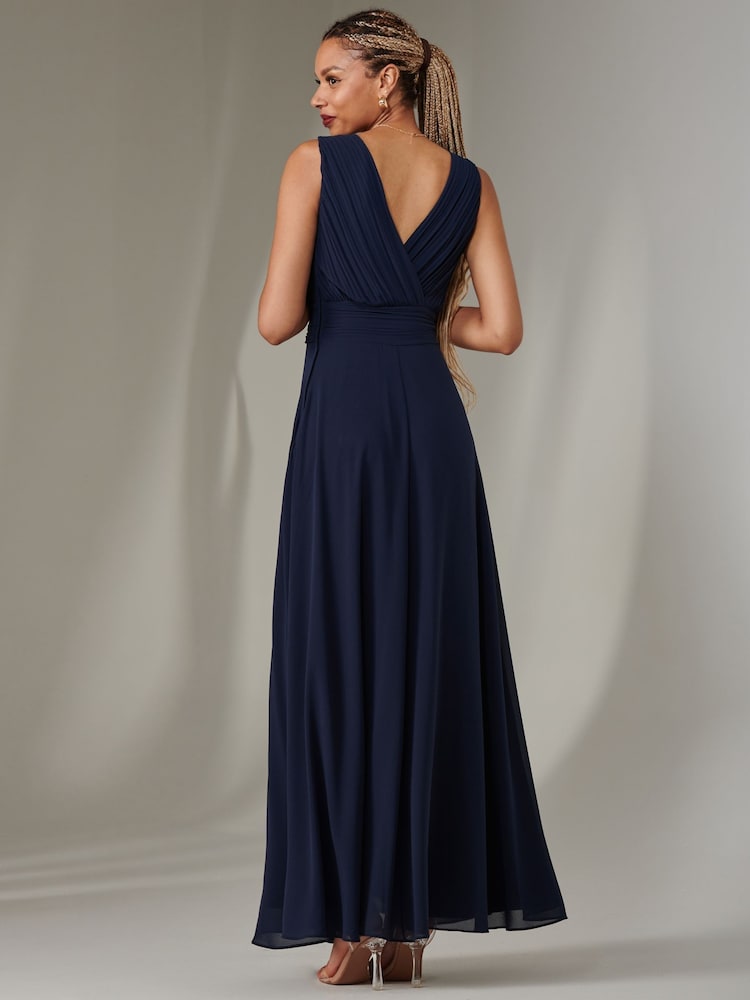 Jolie Moi Navy Cora Sleeveless Chiffon Maxi Dress - Image 2 of 6