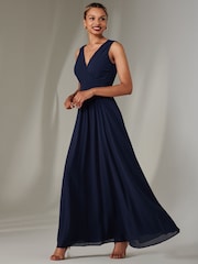 Jolie Moi Navy Cora Sleeveless Chiffon Maxi Dress - Image 5 of 6