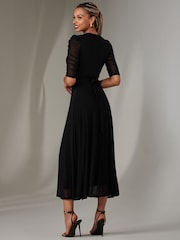 Jolie Moi Black Zeena Plain Wrap Mesh Maxi Dress - Image 2 of 6