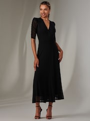 Jolie Moi Black Zeena Plain Wrap Mesh Maxi Dress - Image 4 of 6