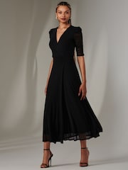 Jolie Moi Black Zeena Plain Wrap Mesh Maxi Dress - Image 5 of 6