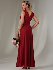 Jolie Moi Red Cora Sleeveless Chiffon Maxi Dress - Image 2 of 6