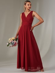 Jolie Moi Red Cora Sleeveless Chiffon Maxi Dress - Image 5 of 6