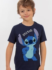 Brands In Blue Boys Disney Lilo and Stitch Pose Stripes 100% Cotton Pyjamas - Image 1 of 4