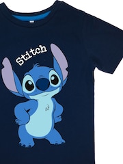 Brands In Blue Boys Disney Lilo and Stitch Pose Stripes 100% Cotton Pyjamas - Image 4 of 4