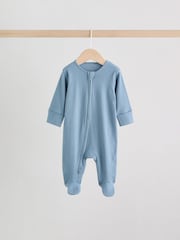 Blue 3 Pack Baby Two Way Zip Sleepsuits 3 Pack (0-2yrs) - Image 3 of 14