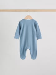 Blue 3 Pack Baby Two Way Zip Sleepsuits 3 Pack (0-2yrs) - Image 4 of 14