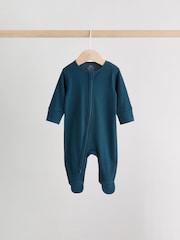Blue 3 Pack Baby Two Way Zip Sleepsuits 3 Pack (0-2yrs) - Image 6 of 14