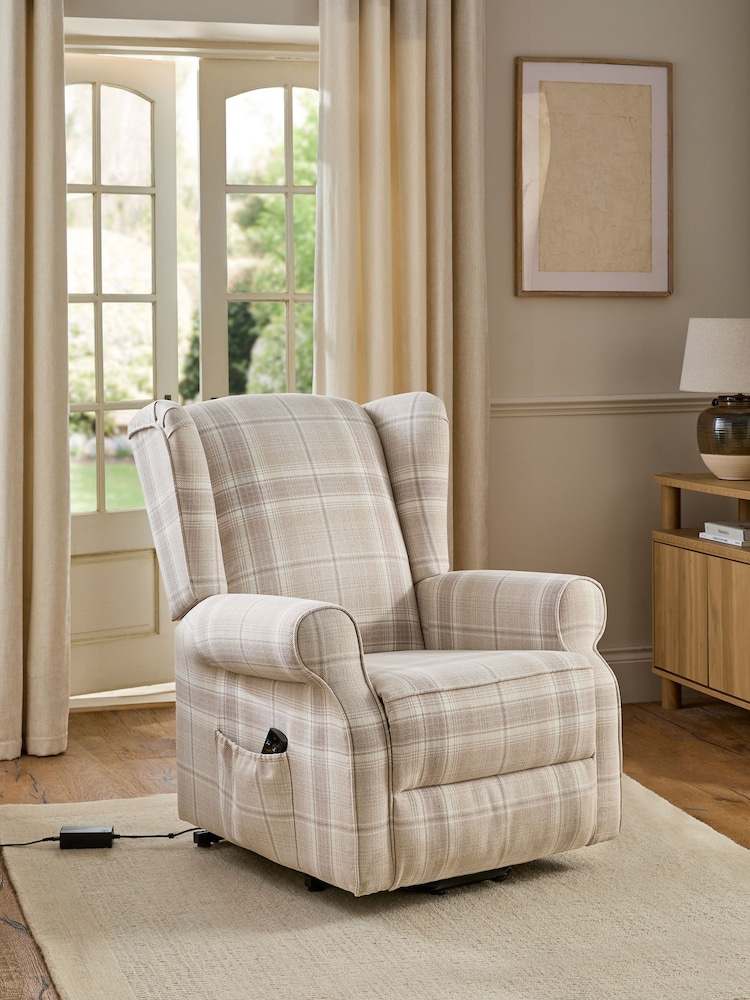 Versatile Check Nevis Light Natural Sherlock Snuggle Recliner - Image 1 of 18 Versatile Check Nevis Light Natural Sherlock Snuggle Recliner - Image 1 of 18