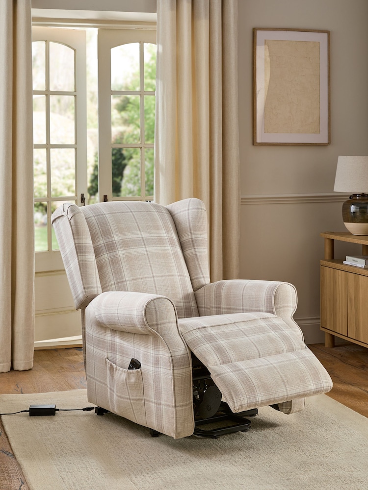 Versatile Check Nevis Light Natural Sherlock Snuggle Recliner - Image 2 of 18 Versatile Check Nevis Light Natural Sherlock Snuggle Recliner - Image 2 of 18