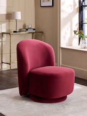 Soft Velvet Cranberry Hattie Swivel Accent Chair - Image 1 of 10