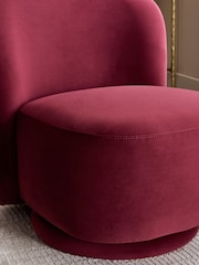 Soft Velvet Cranberry Hattie Swivel Accent Chair - Image 2 of 10