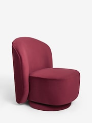 Soft Velvet Cranberry Hattie Swivel Accent Chair - Image 3 of 10