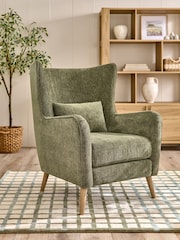 Costwold Chenille Dark Green Pendry Grande Highback Armchair - Image 1 of 10