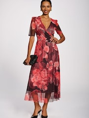 Jolie Moi Double Layer Printed Mesh Maxi Dress - 6的图像1｝