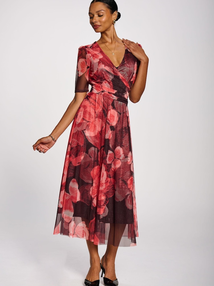 Jolie Moi Double Layer Printed Mesh Maxi Dress - 6的图像6｝