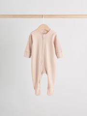 Beige Baby Two Way Zip Sleepsuits 3 Pack (0-2yrs) - Image 3 of 13