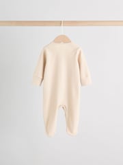 Beige Baby Two Way Zip Sleepsuits 3 Pack (0-2yrs) - Image 6 of 13