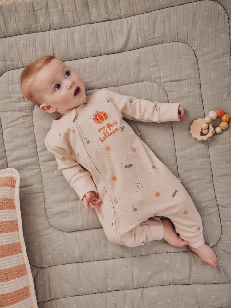 Ecru Baby My First Halloween Two Way Zip Footless Sleepsuit (0-18mths) - Image 2 of 10
