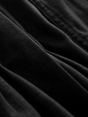 Washed Black 100% Cotton Pleated Denim Mini Skirt - Image 4 of 4