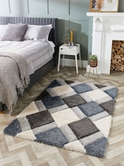 Origin Rug Collection. Blue 3D GEO Shaggy Rug - Image 1 of 4