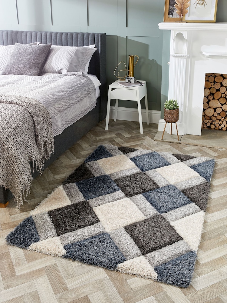 Origin Rug Collection. Blue 3D GEO Shaggy Rug - Image 1 of 4