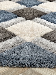 Origin Rug Collection. Blue 3D GEO Shaggy Rug - Image 3 of 4