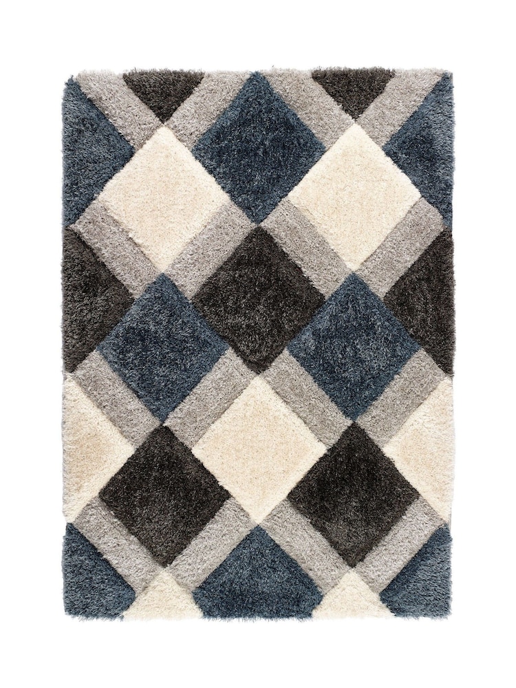 Origin Rug Collection. Blue 3D GEO Shaggy Rug - Image 4 of 4